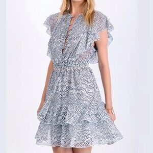 Sabina Musayev Black and White Ruffle Mini Dress